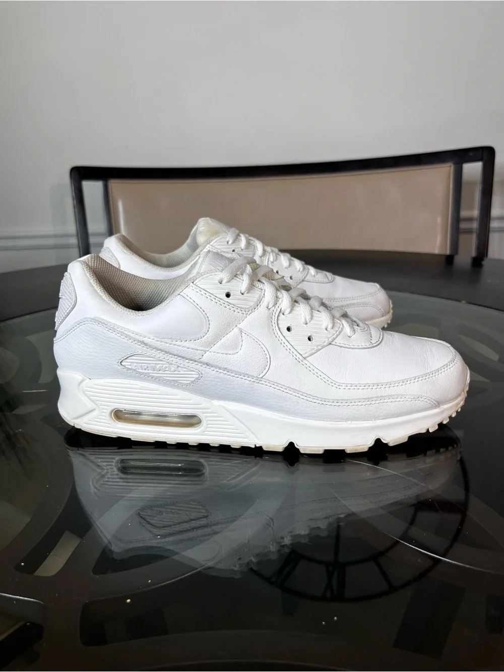 Nike Air Max 90 Leather Triple White  sz 12